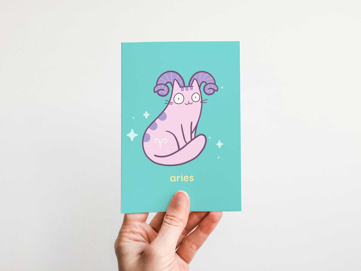 Aries Zodiac Cat Greeting Card