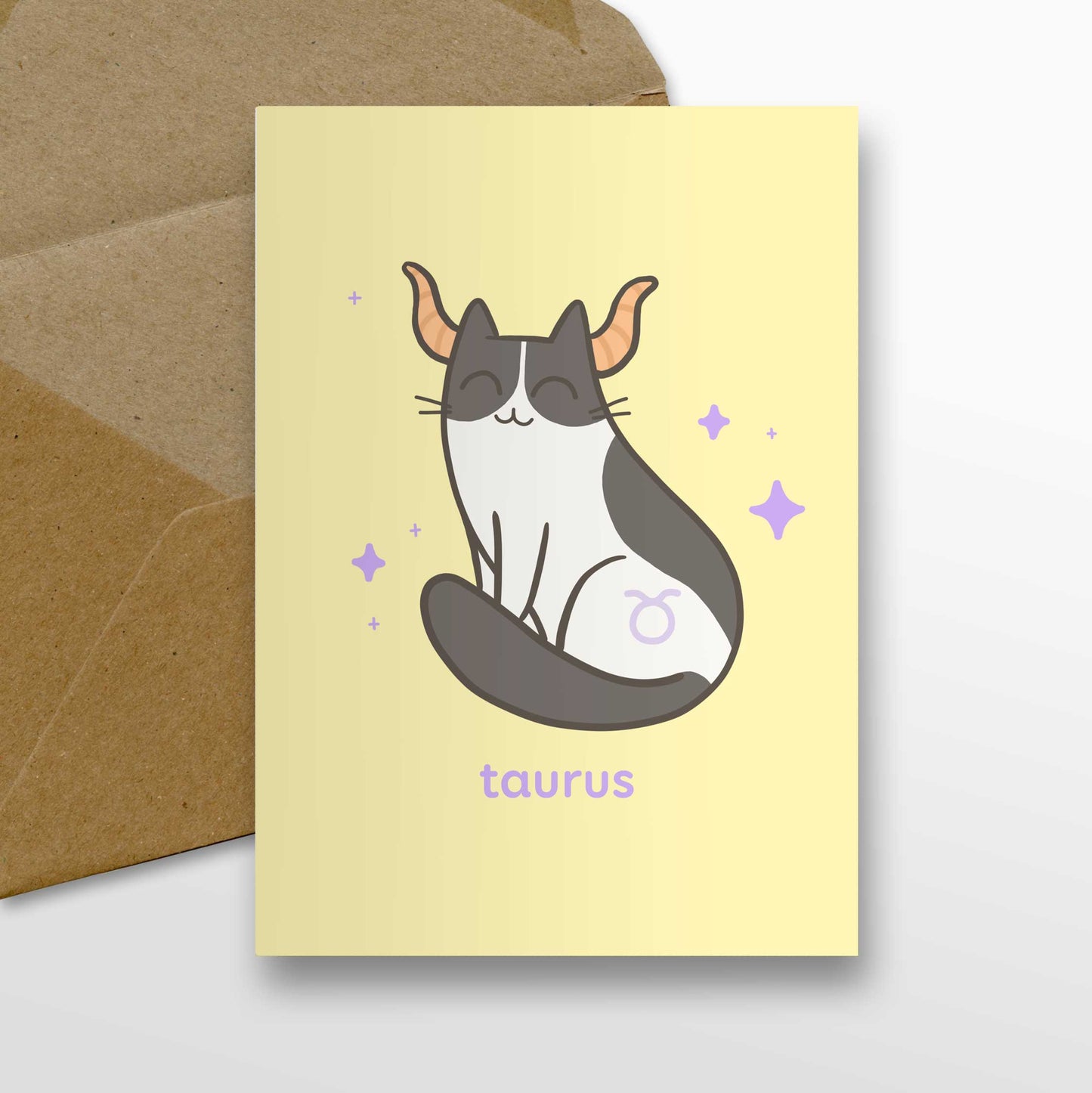 Taurus Zodiac Cat Greeting Card
