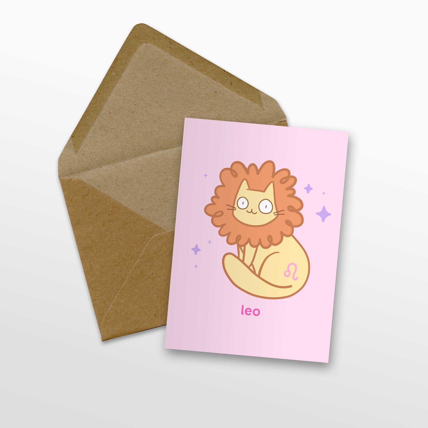 Leo Zodiac Cat Greeting Card