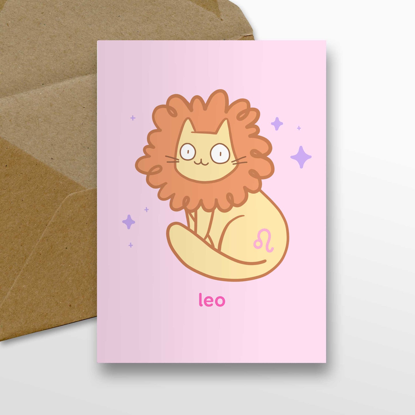 Leo Zodiac Cat Greeting Card