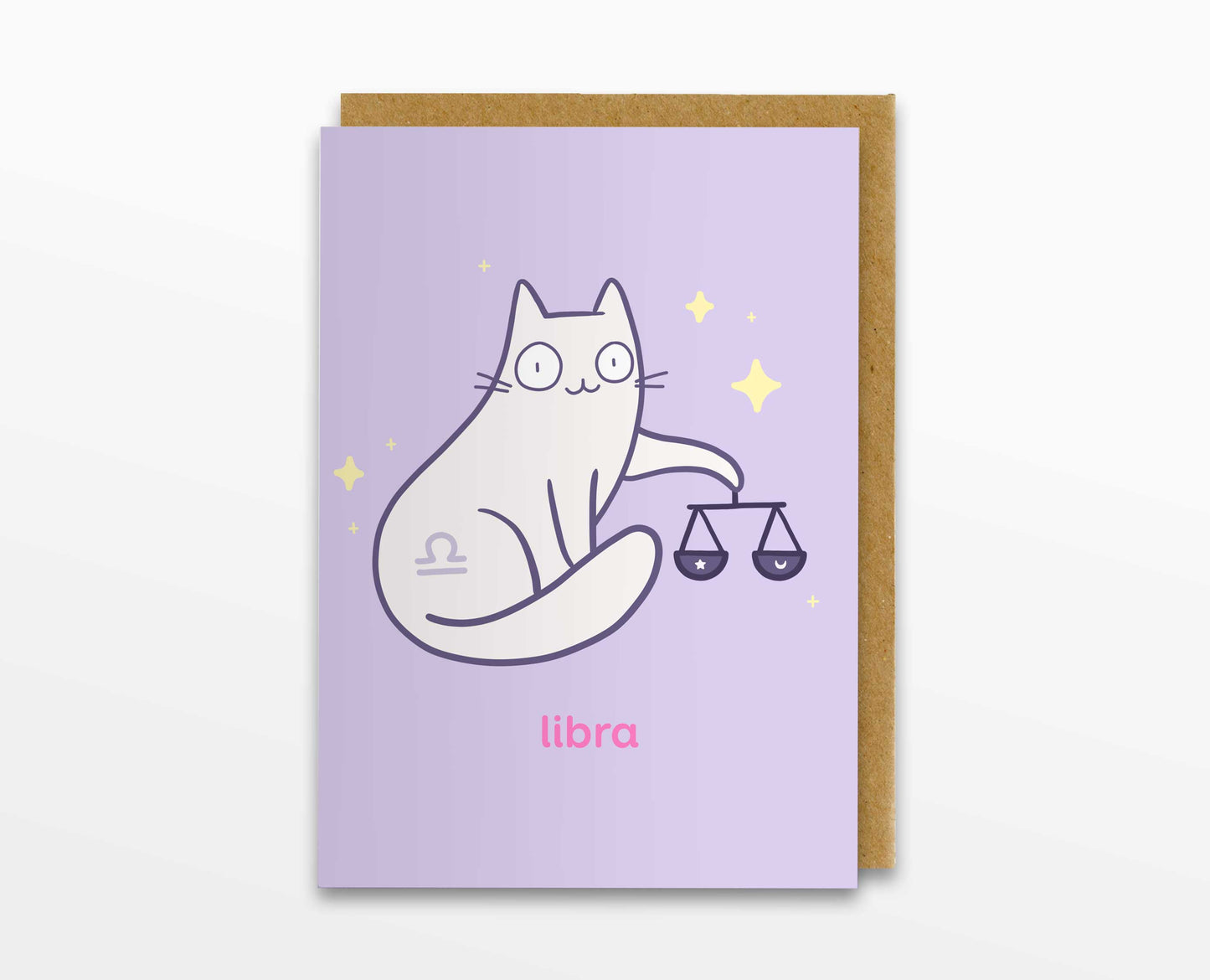 Libra Zodiac Cat Greeting Card