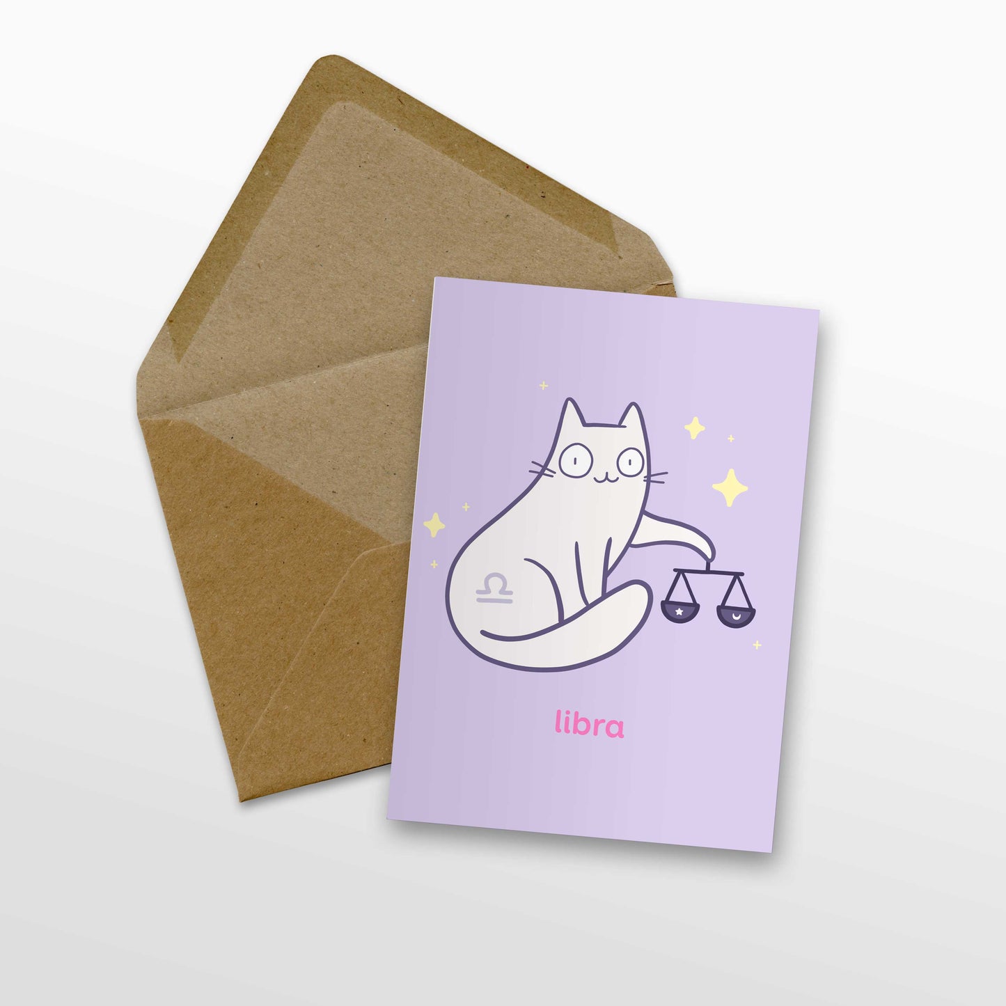 Libra Zodiac Cat Greeting Card