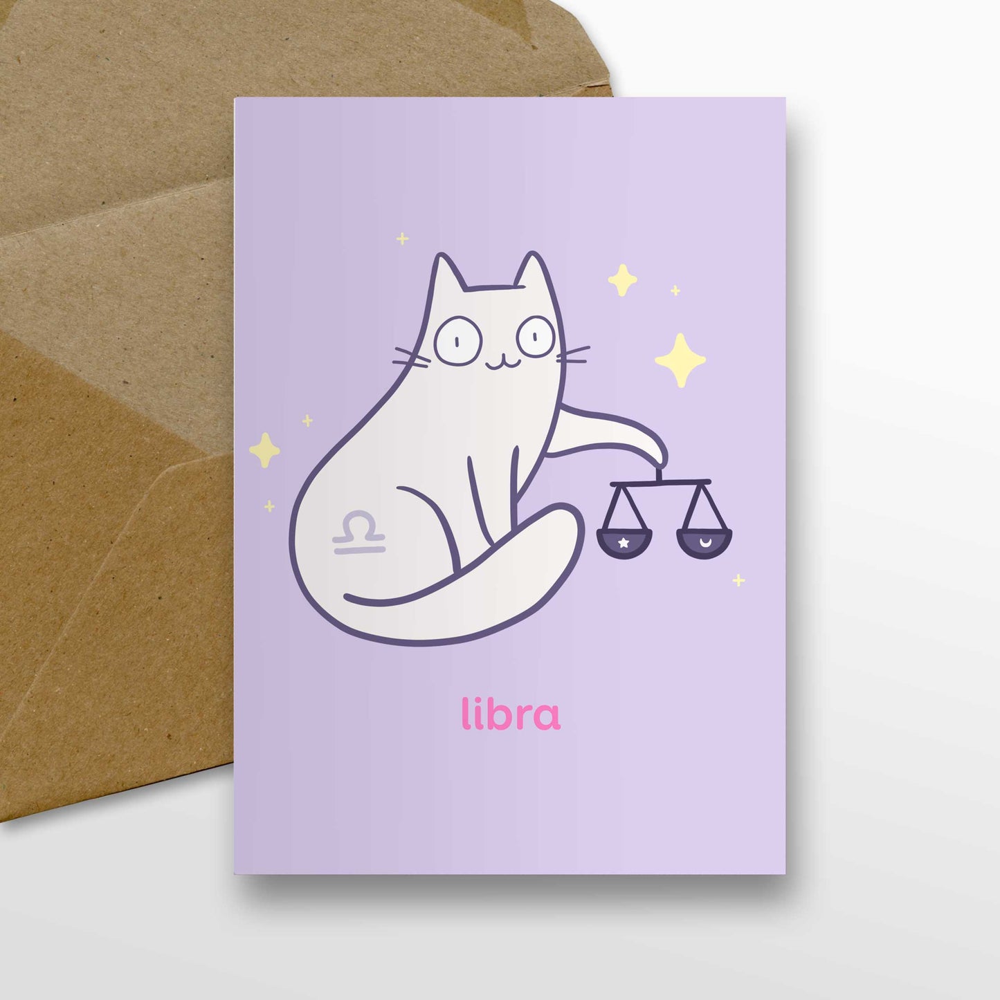 Libra Zodiac Cat Greeting Card