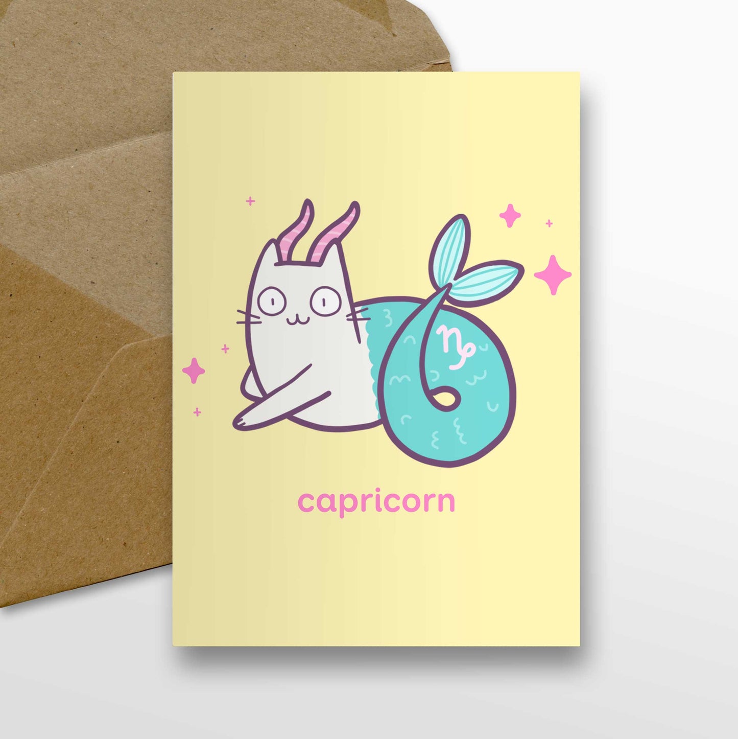 Capricorn Zodiac Cat Greeting Card