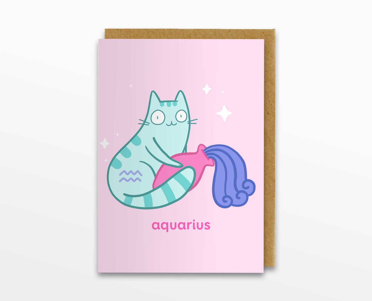 Aquarius Zodiac Cat Greeting Card