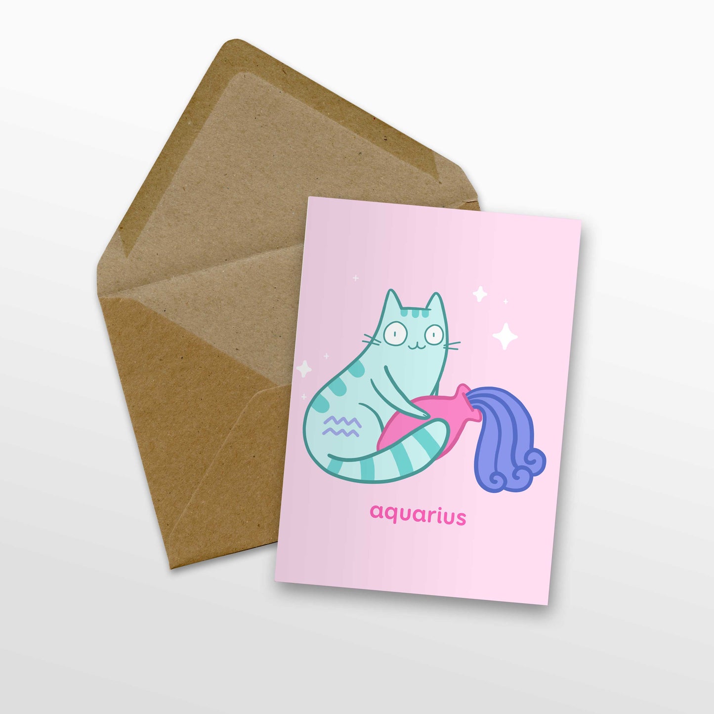 Aquarius Zodiac Cat Greeting Card