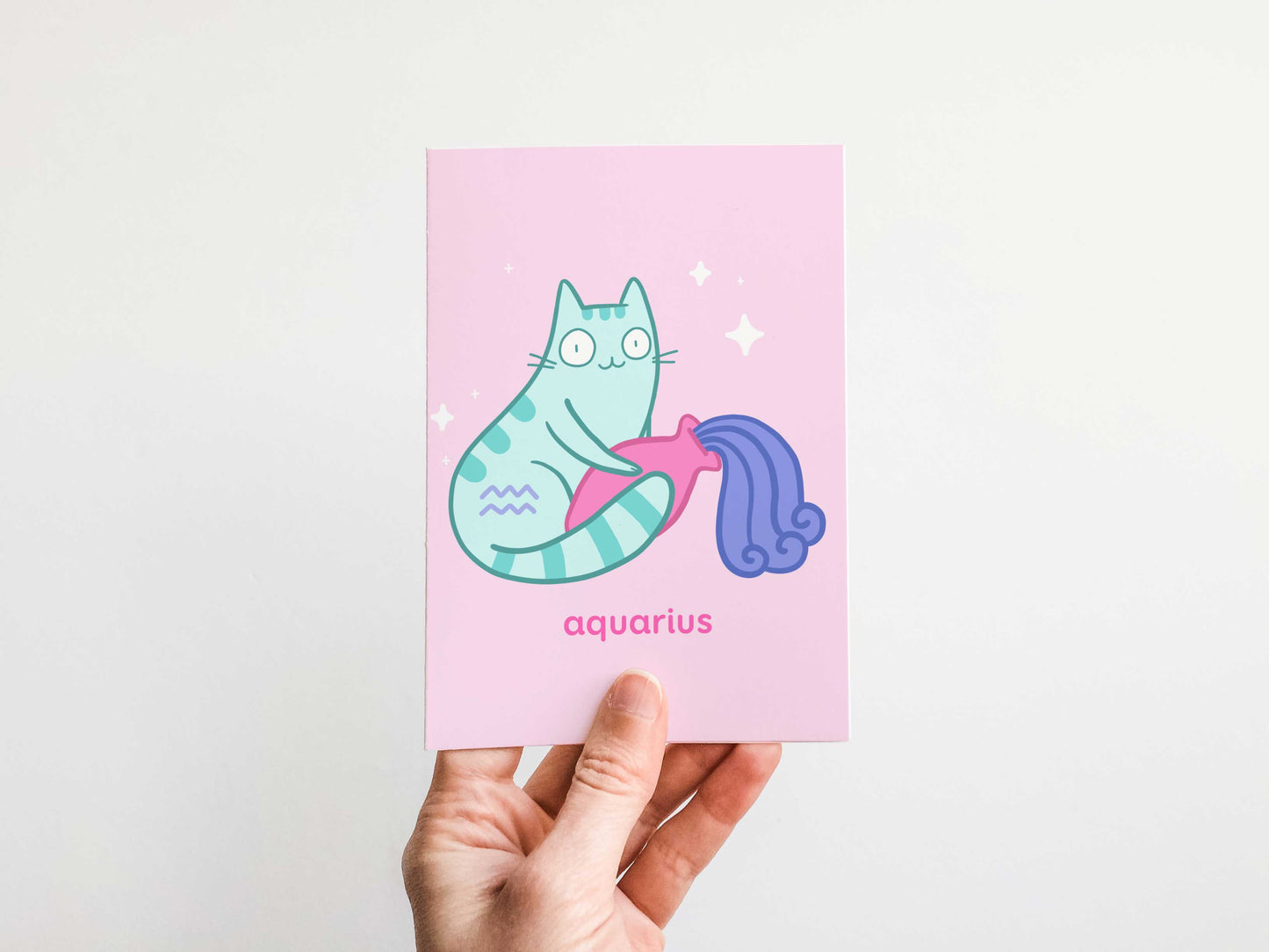 Aquarius Zodiac Cat Greeting Card