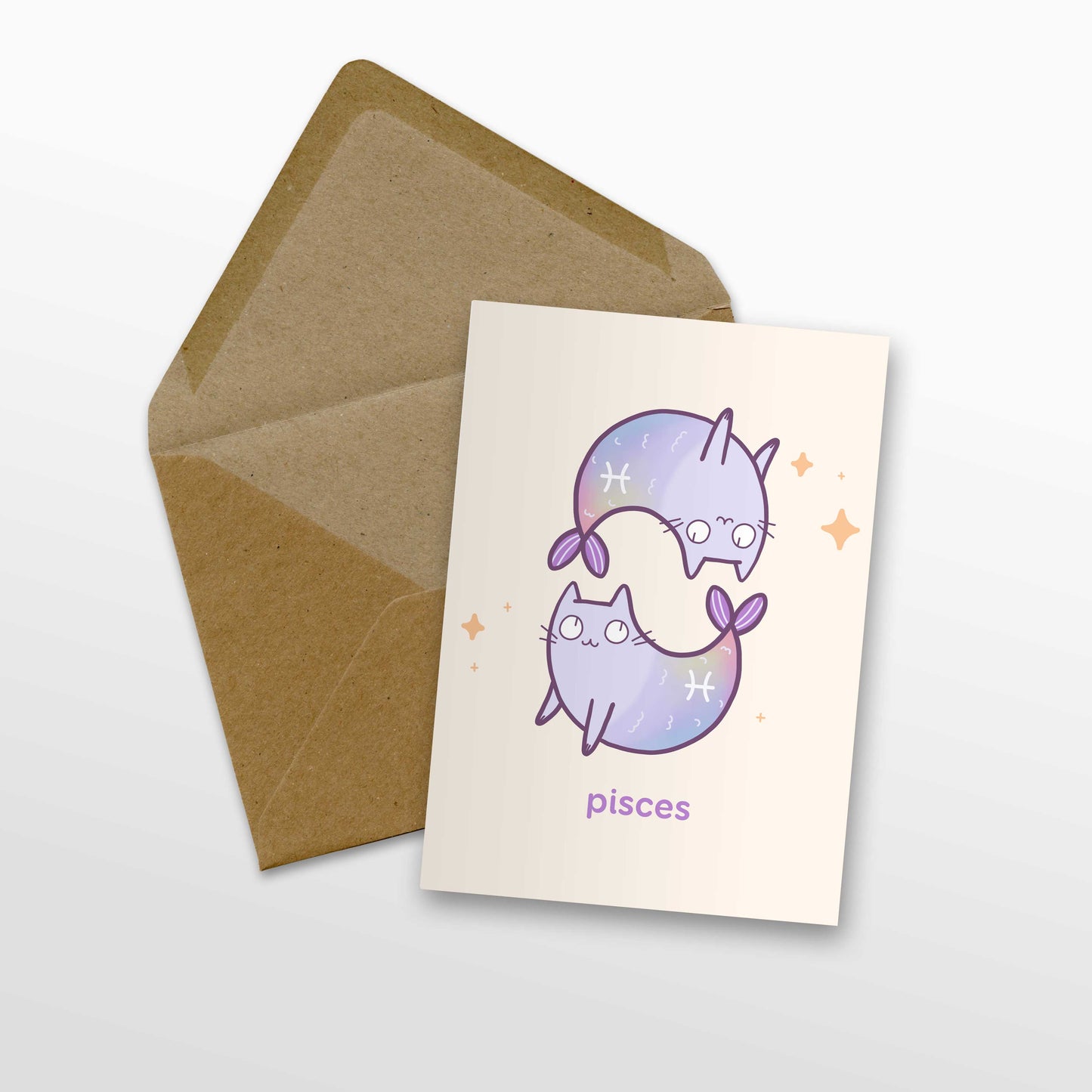 Pisces Zodiac Cat Greeting Card