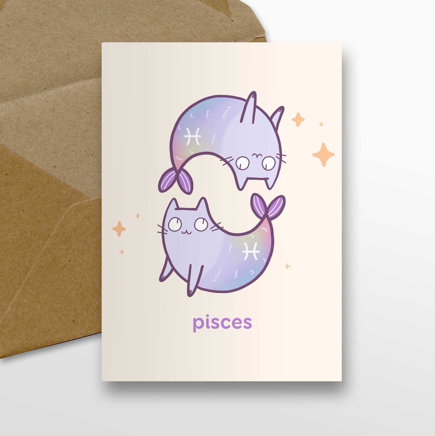 Pisces Zodiac Cat Greeting Card