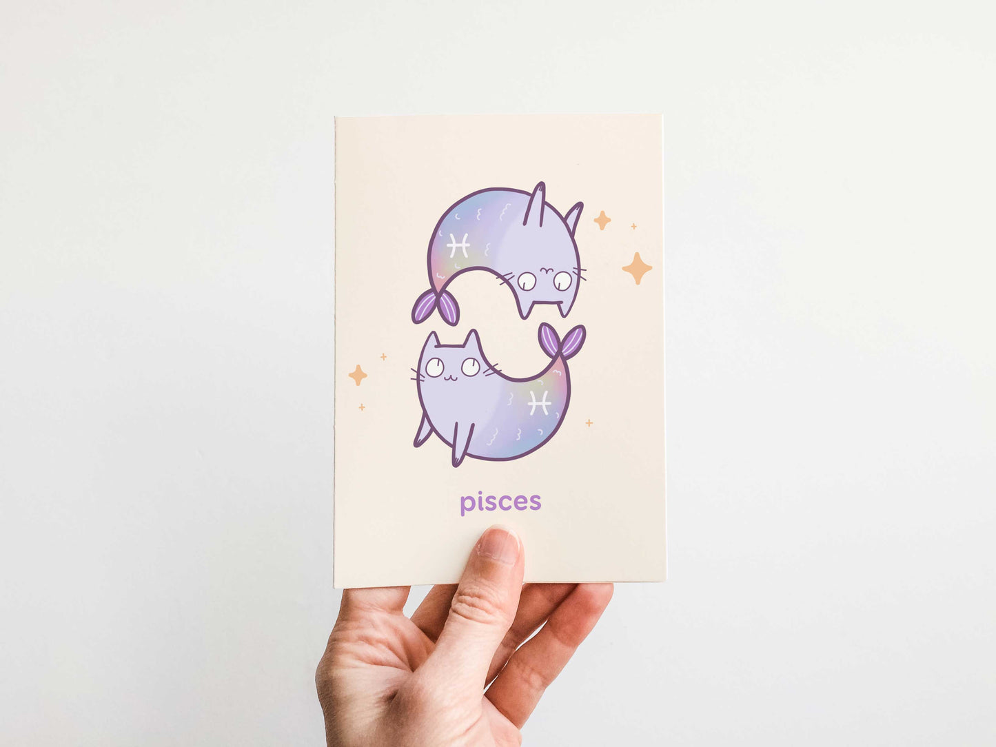 Pisces Zodiac Cat Greeting Card