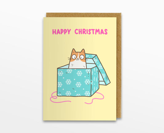 Christmas Cat In Box Card