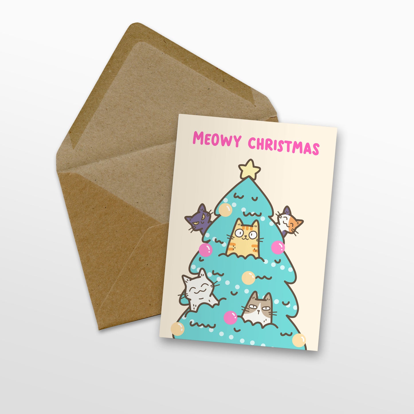 Cats In Christmas Tree Card