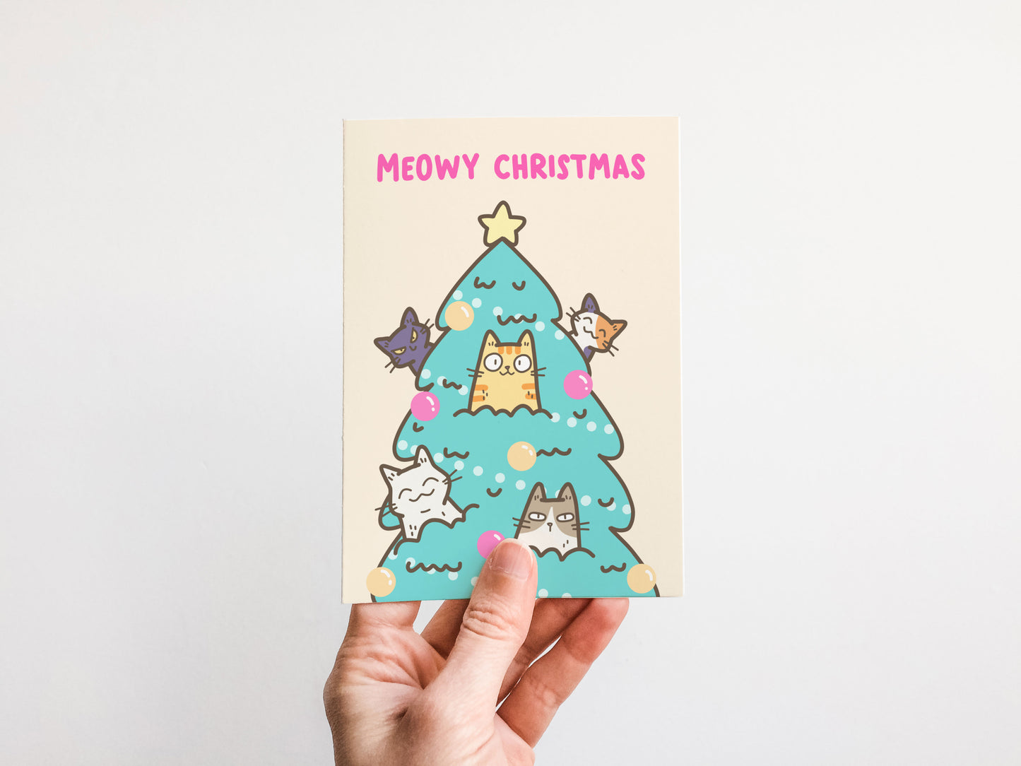 Cats In Christmas Tree Card