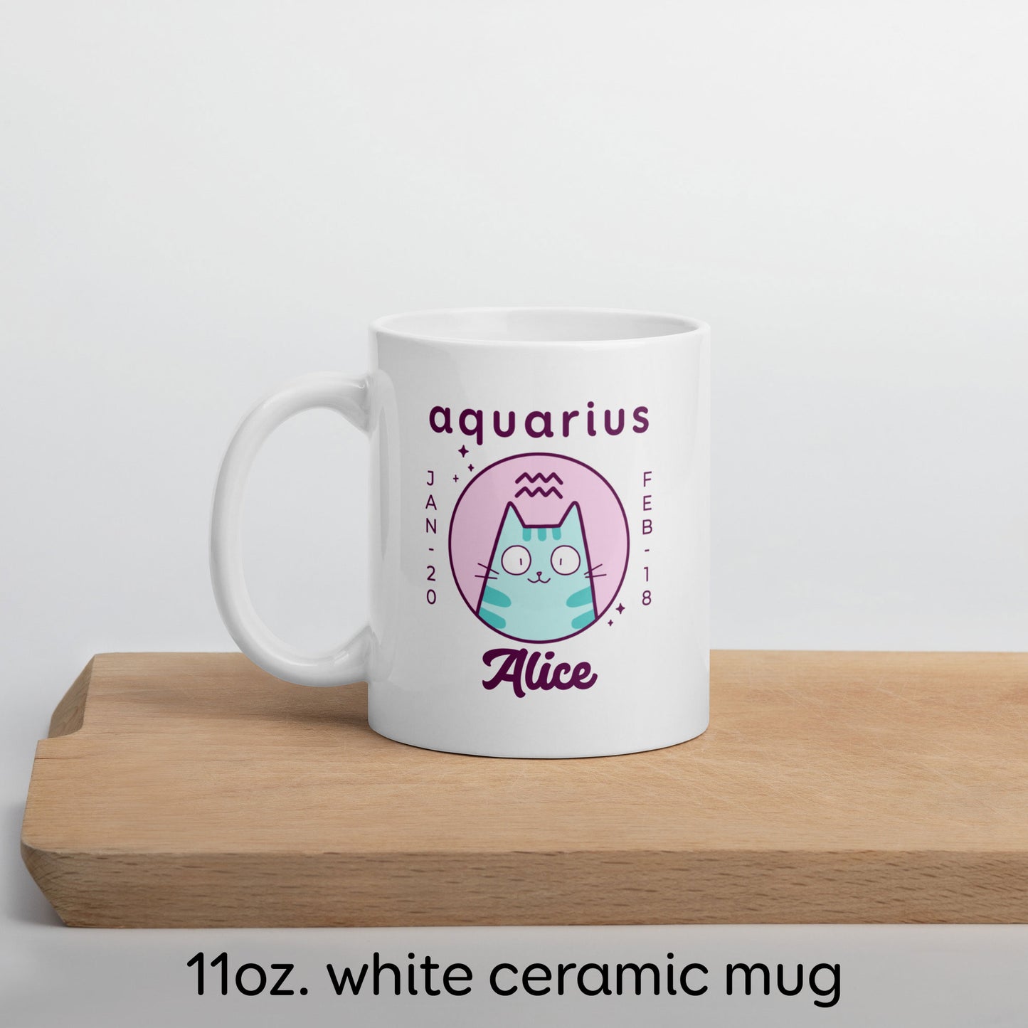 Personalised Aquarius Cat Mug