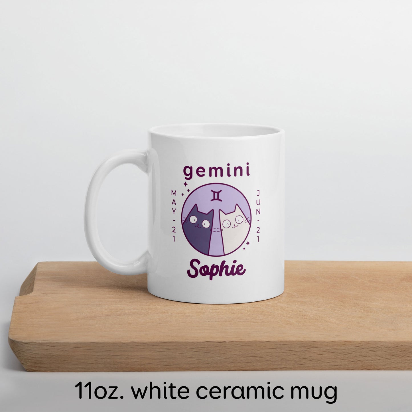 Personalised Gemini Cat Mug