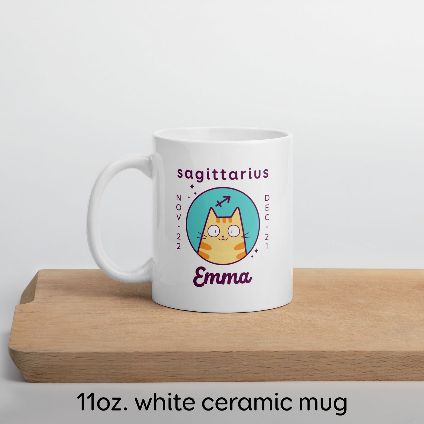 Personalised Sagittarius Cat Mug