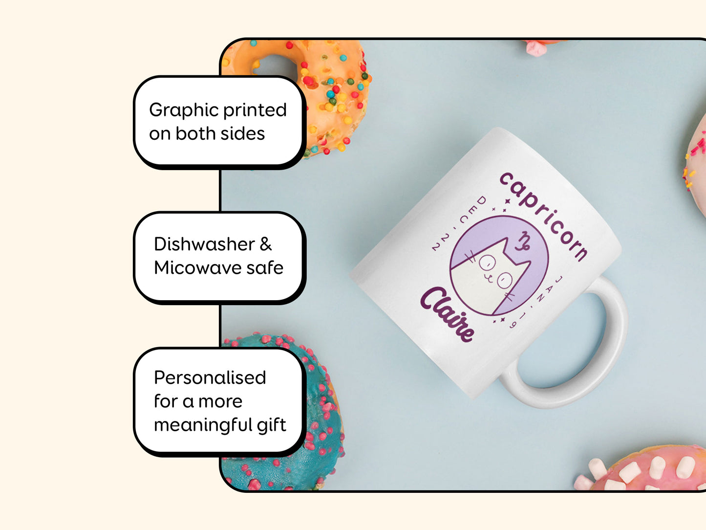 Personalised Capricorn Cat Mug