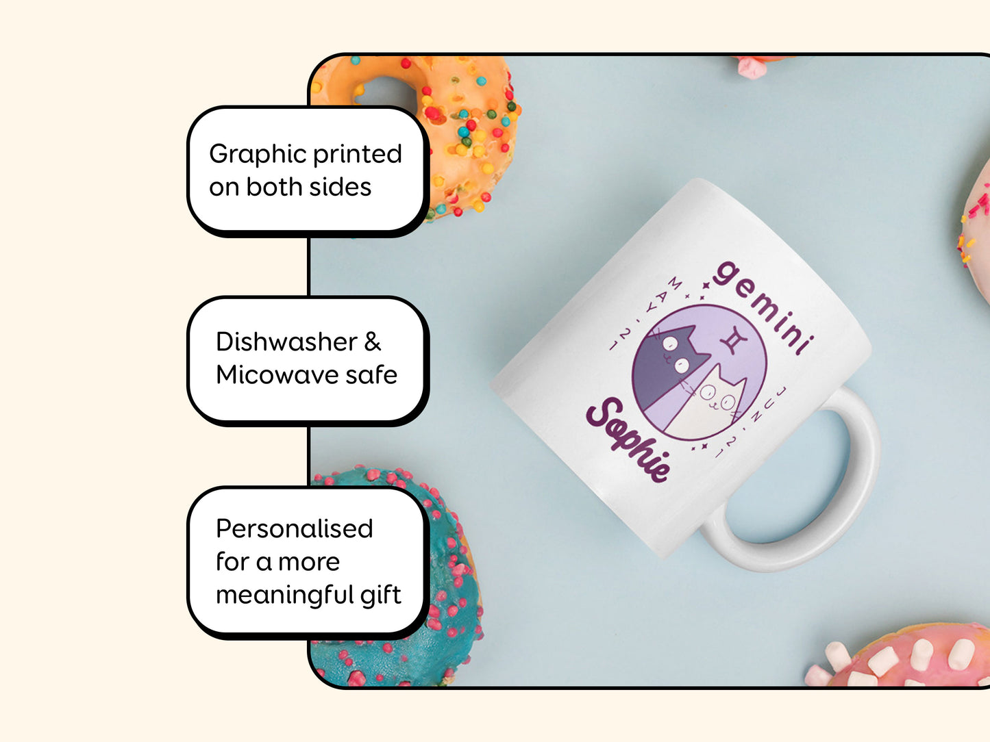 Personalised Gemini Cat Mug