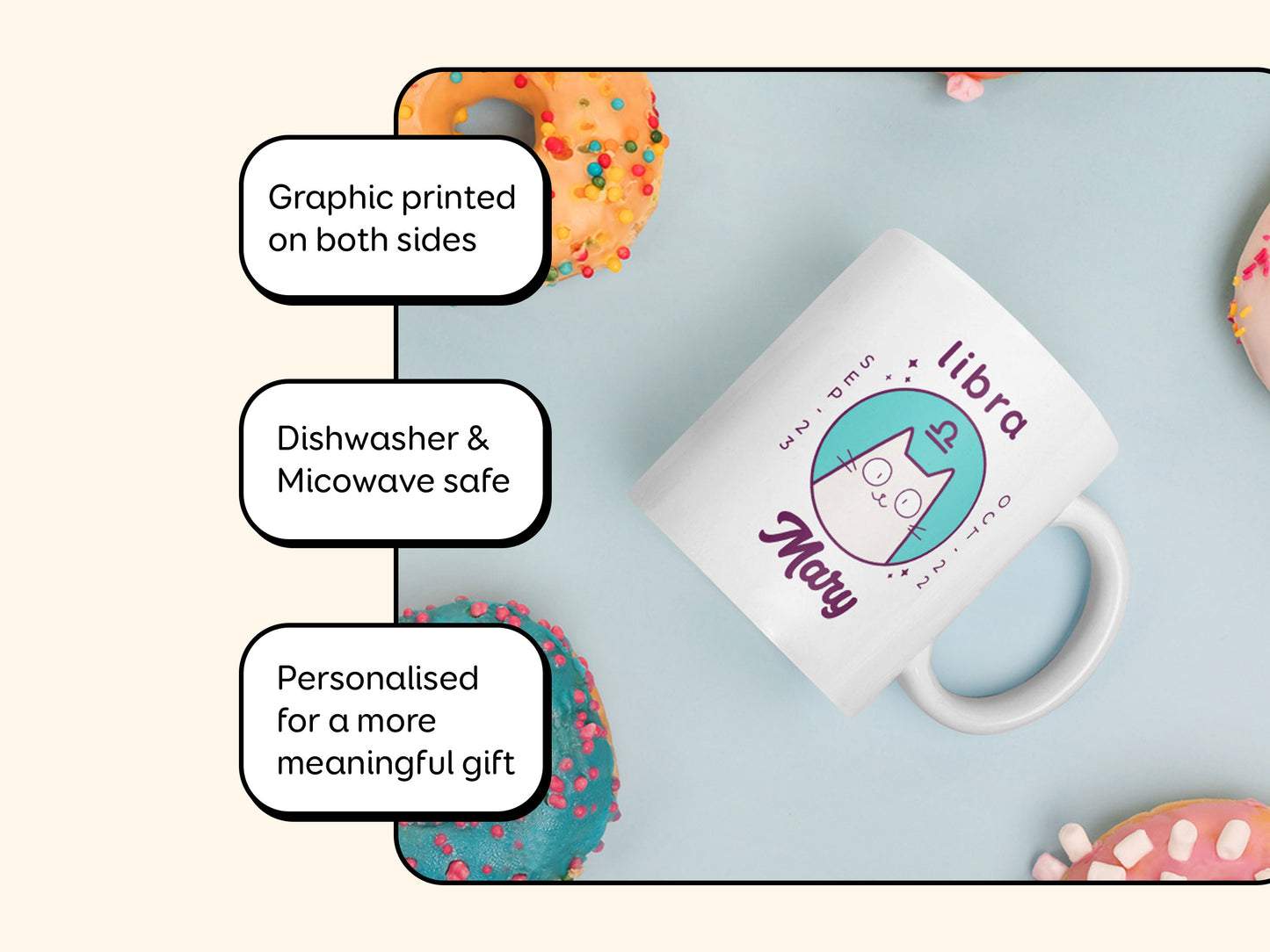 Personalised Libra Cat Mug