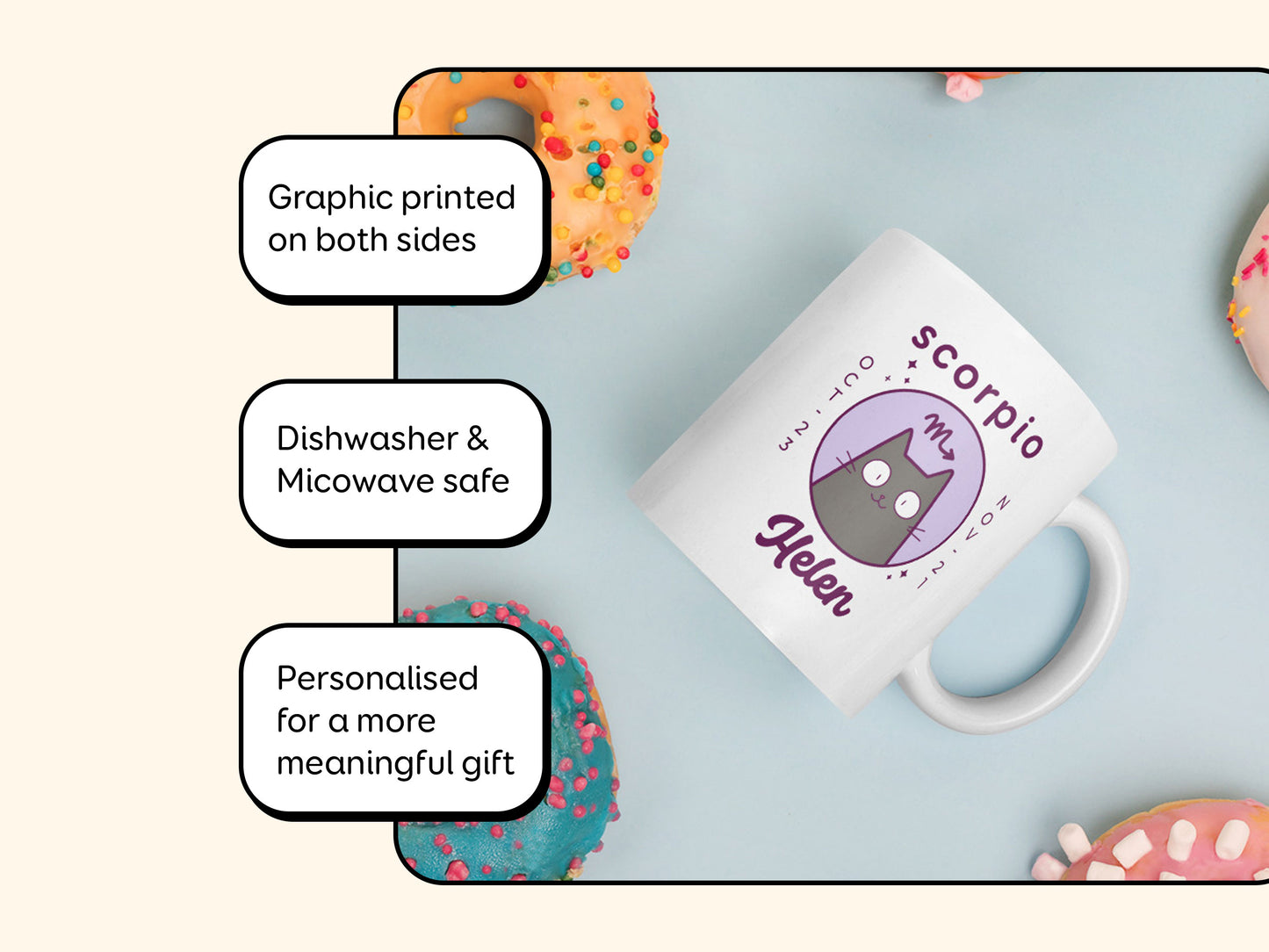Personalised Scorpio Cat Mug