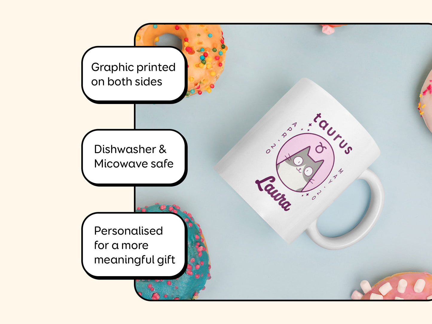 Personalised Taurus Cat Mug