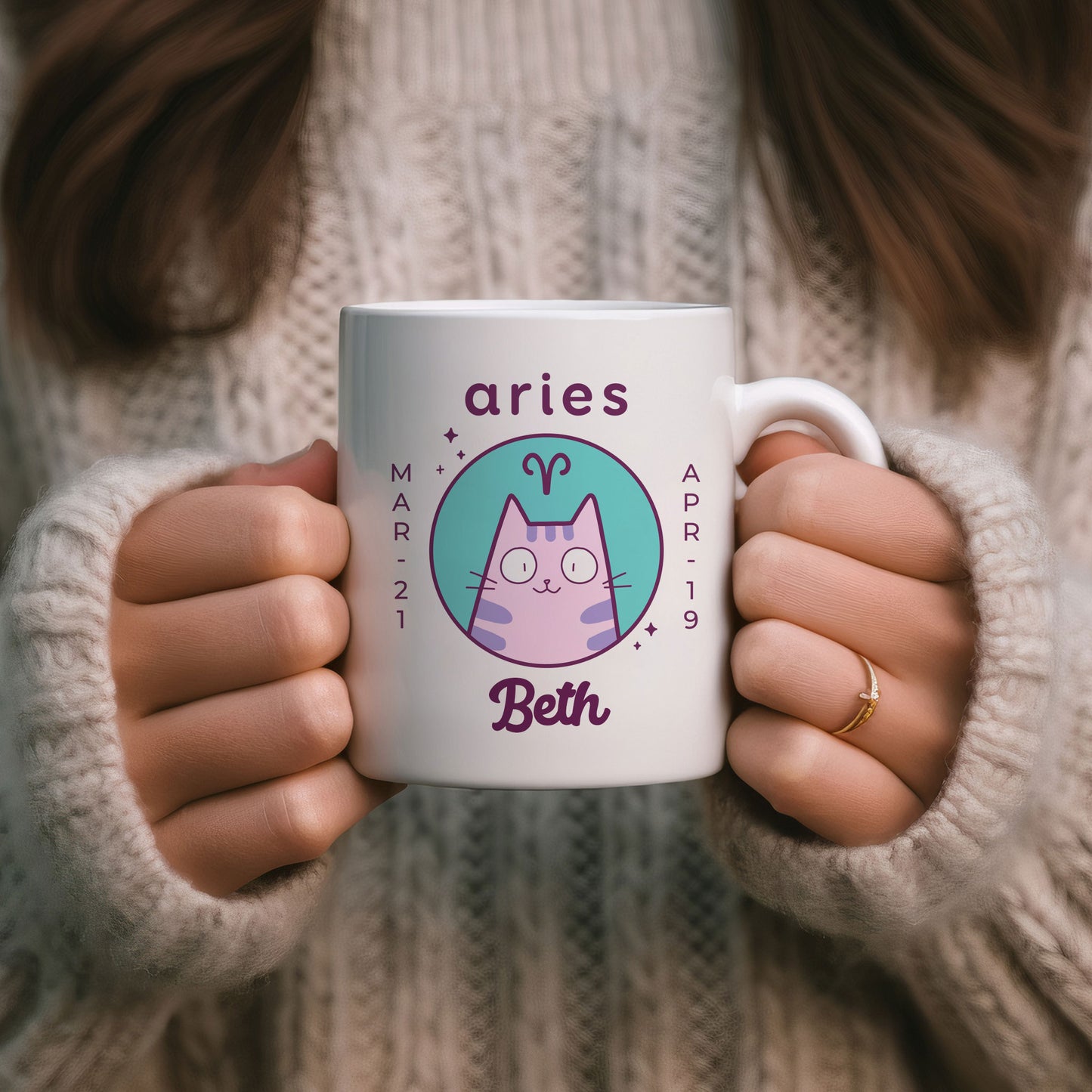 Personalised Aries Cat Mug