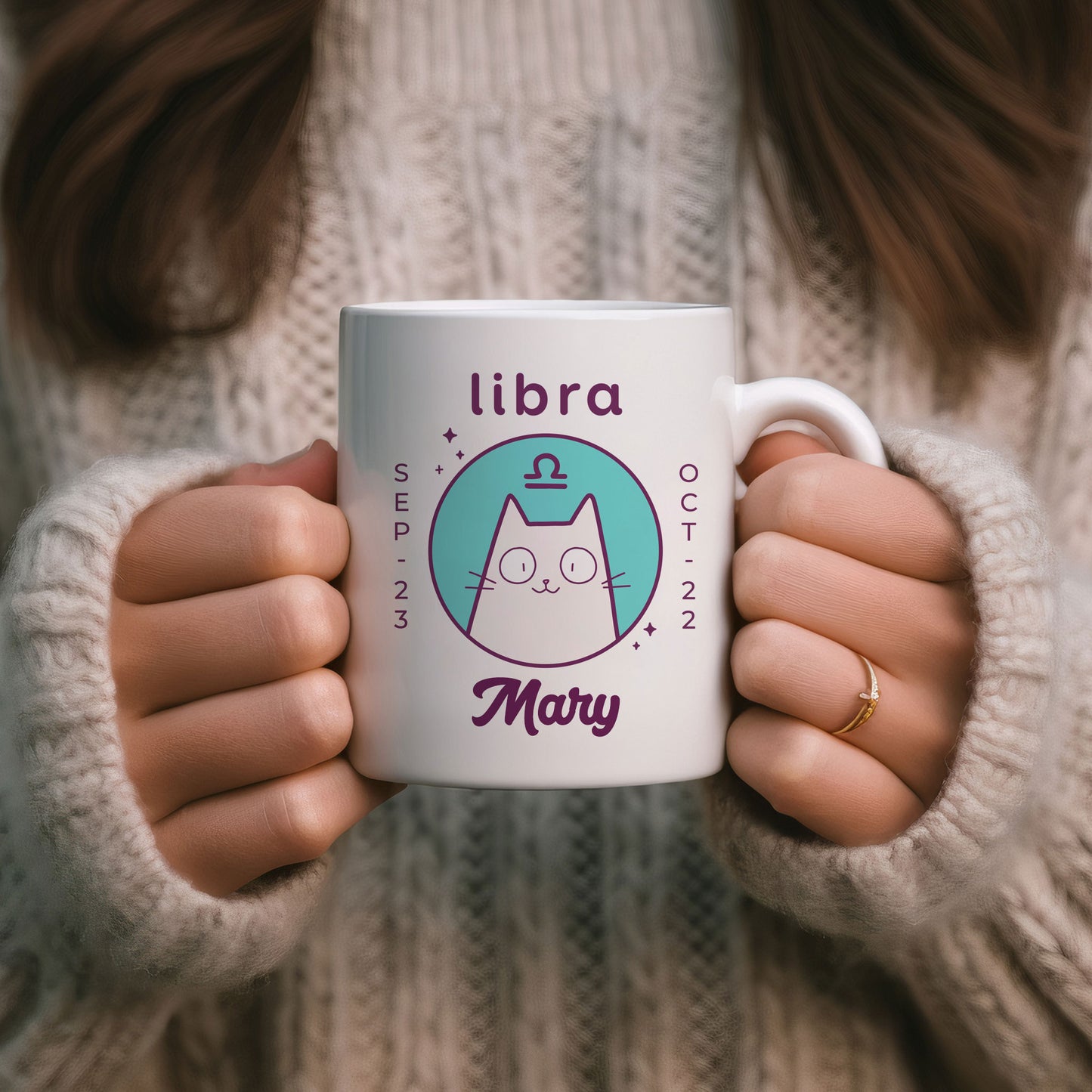 Personalised Libra Cat Mug