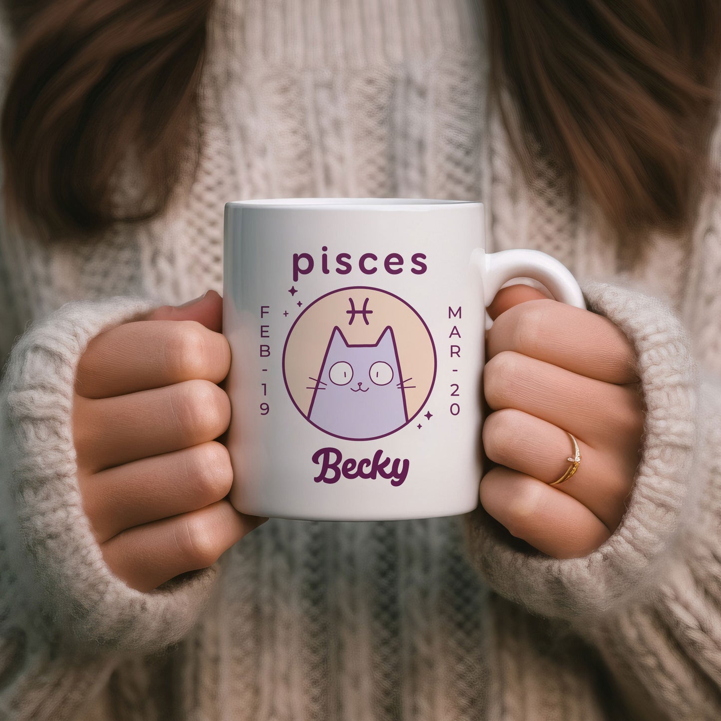 Personalised Pisces Cat Mug