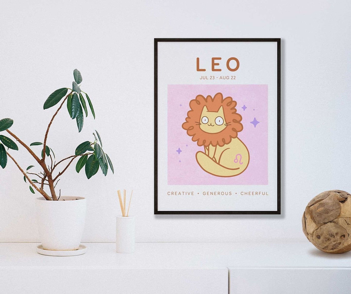 Leo Zodiac Cat Print (A5)