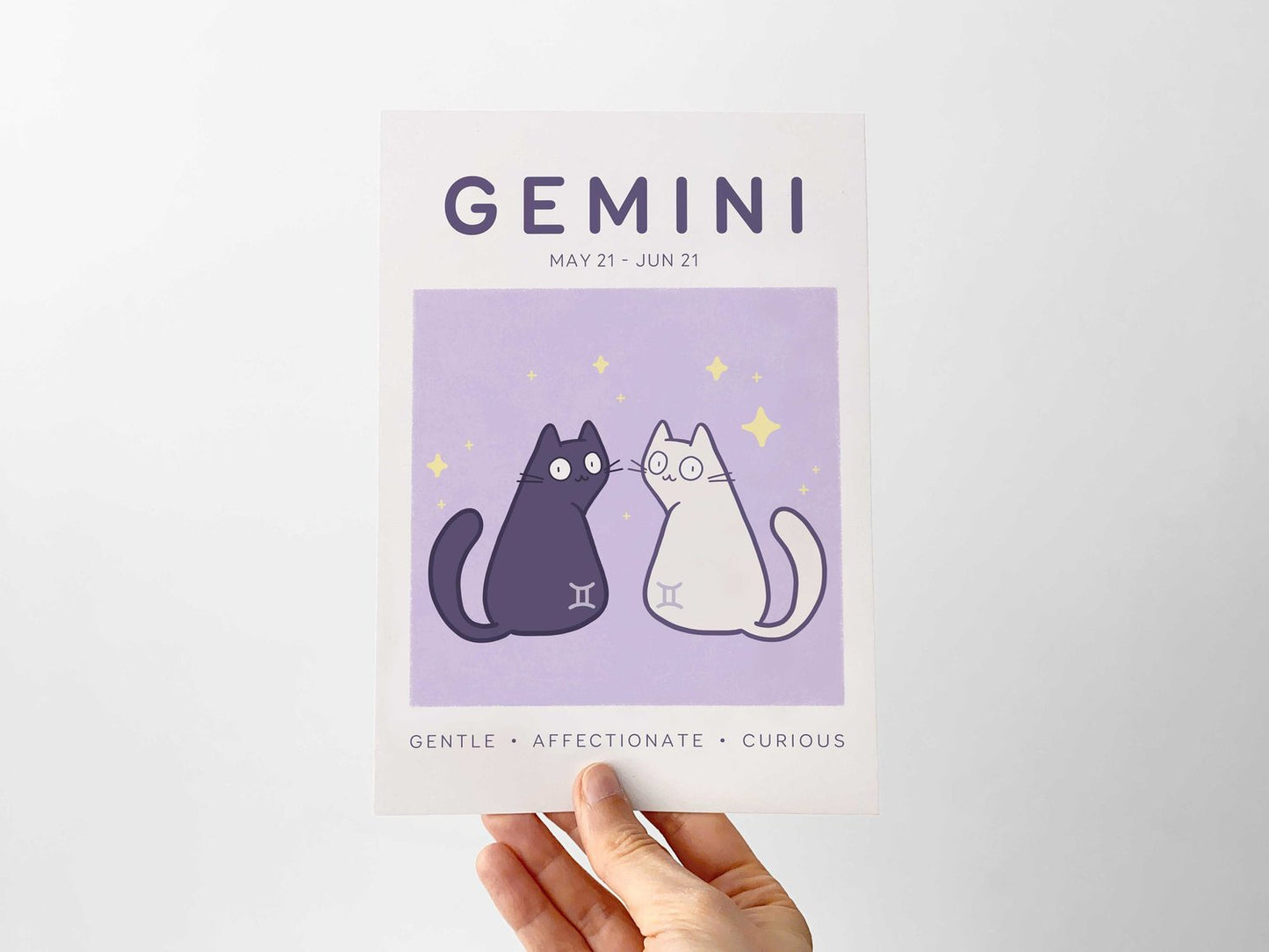 Gemini Zodiac Cat Print (A5)