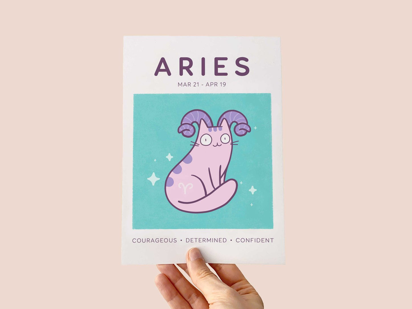 Aries Zodiac Cat Print (A5)