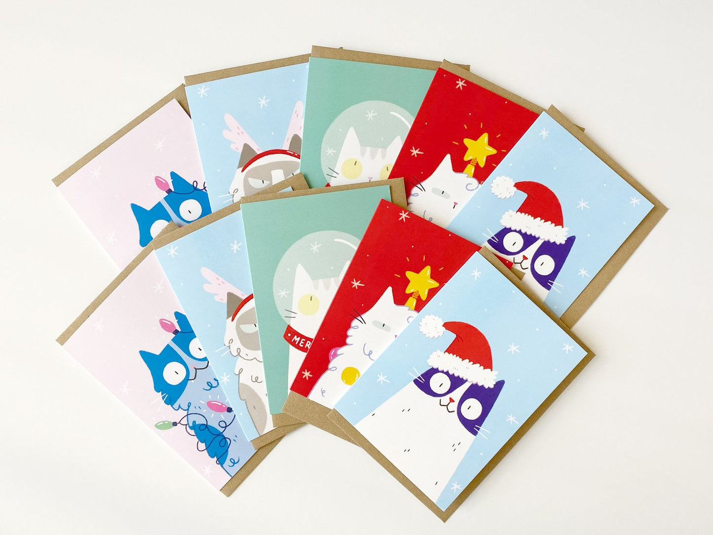 Pack of 10 Cat Christmas Cards