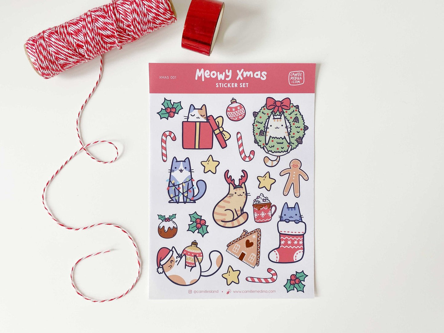 Cat Christmas Sticker Sheet