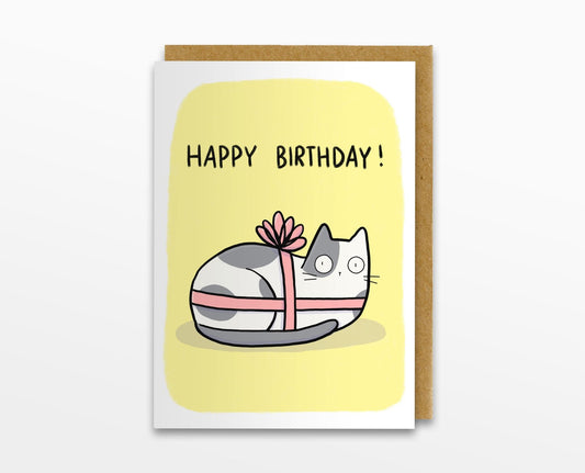 Happy Birthday Cat Present Card