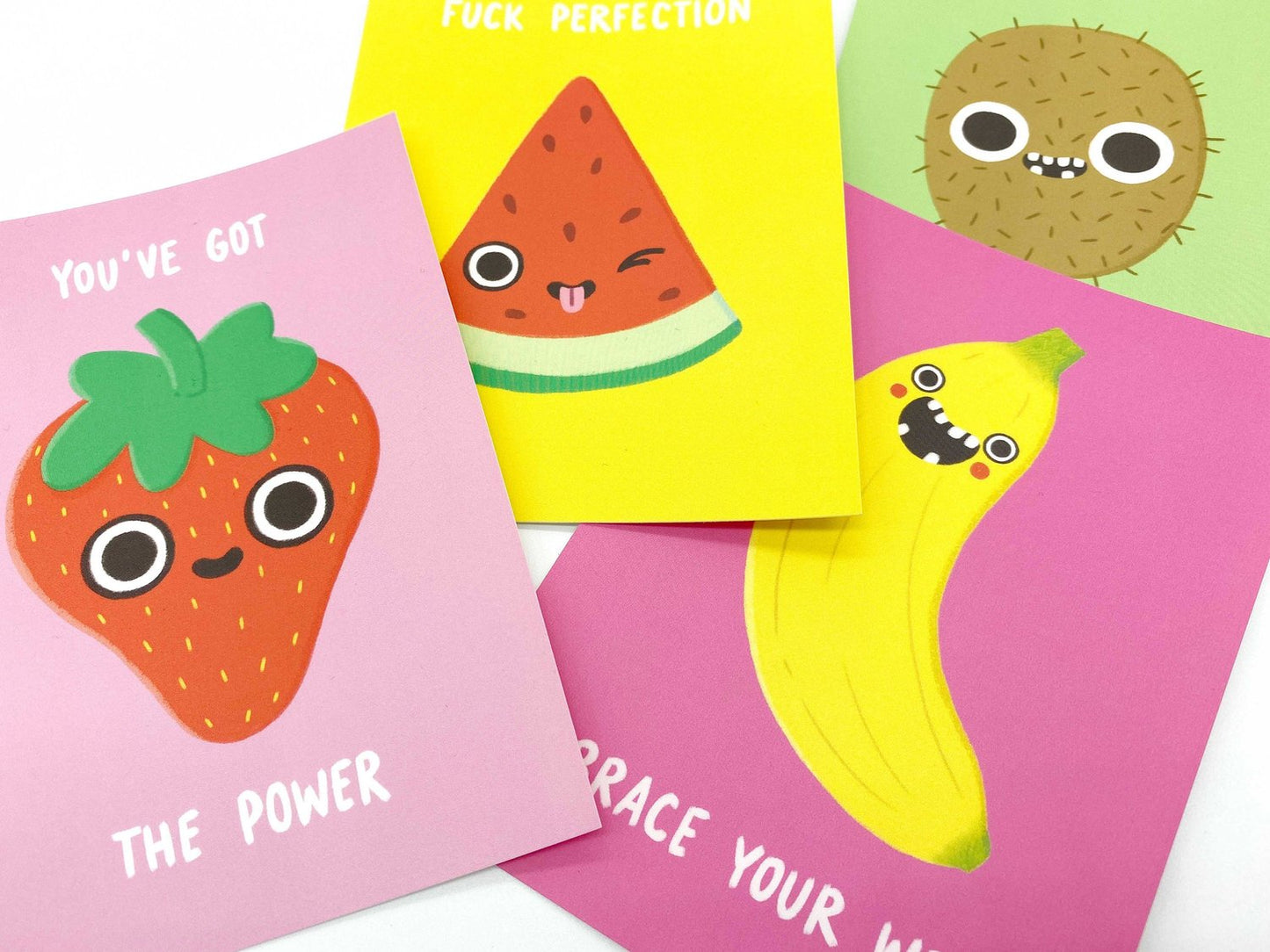 Pack of 4 Happy Fruit Postcards