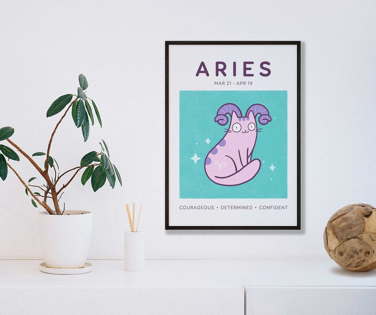 Aries Zodiac Cat Print (A5)