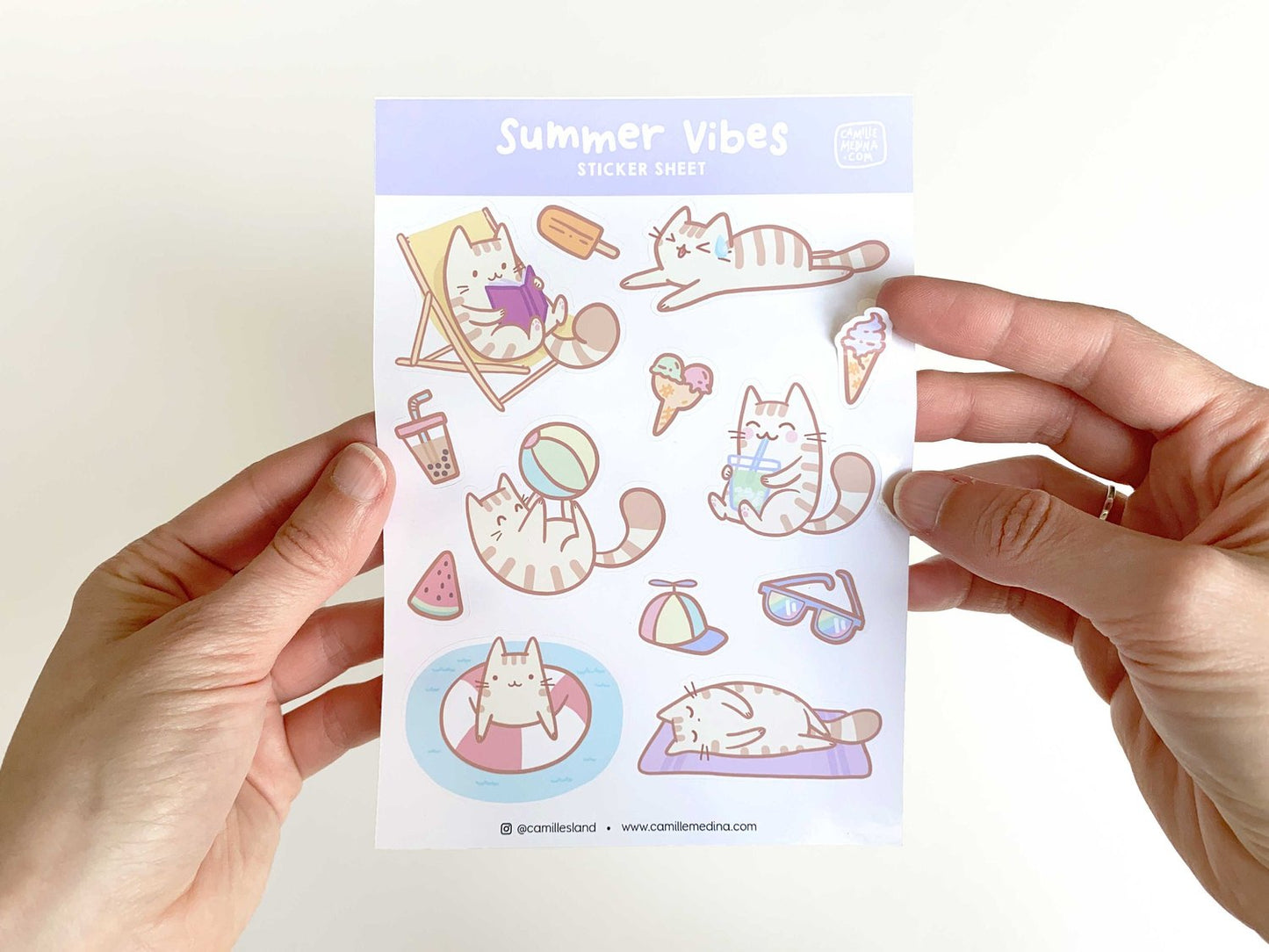 Kawaii Summer Cat Sticker Sheet