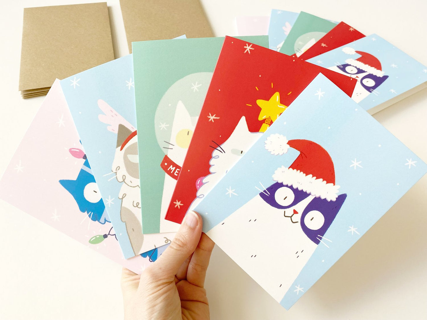 Pack of 10 Cat Christmas Cards