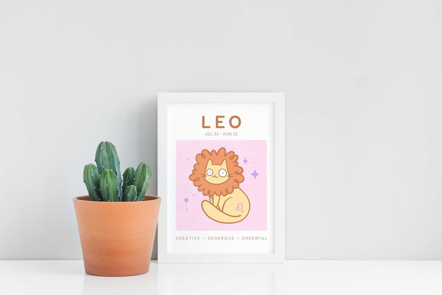 Leo Zodiac Cat Print (A5)