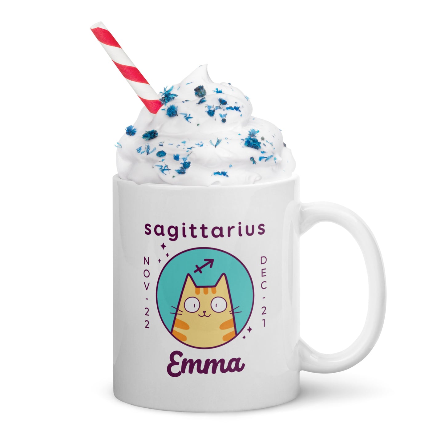 Personalised Sagittarius Cat Mug