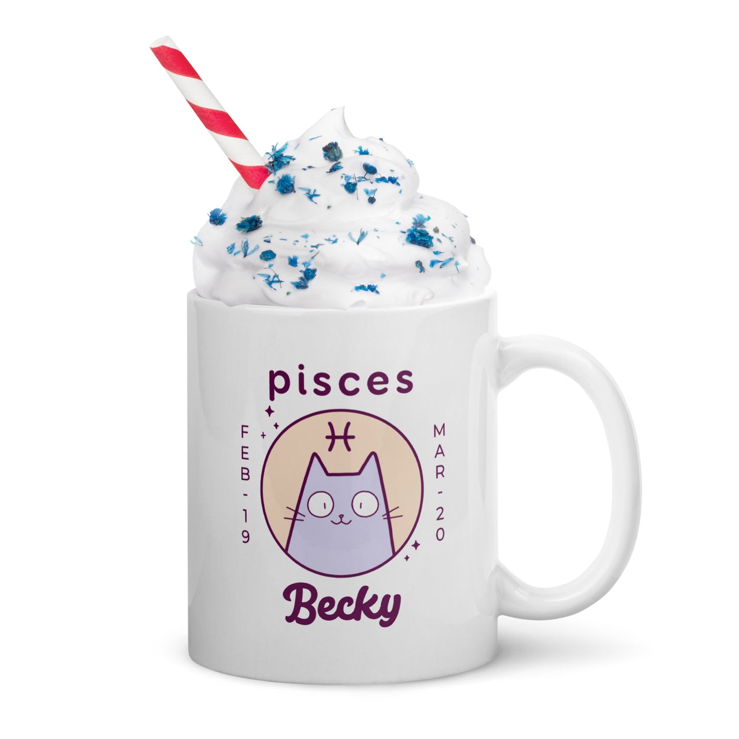 Personalised Pisces Cat Mug