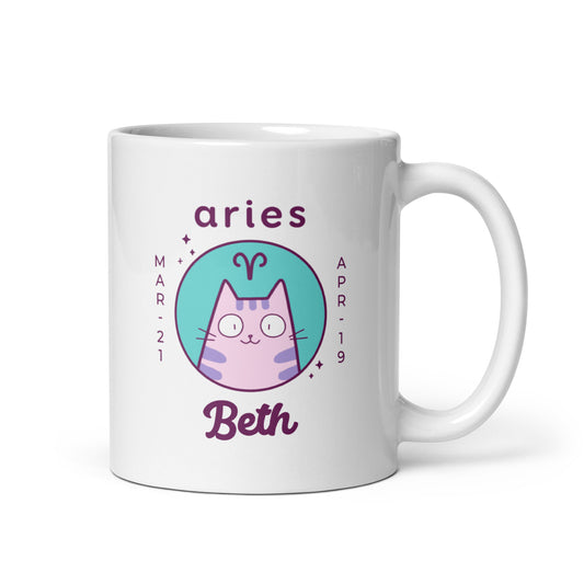 Personalised Aries Cat Mug