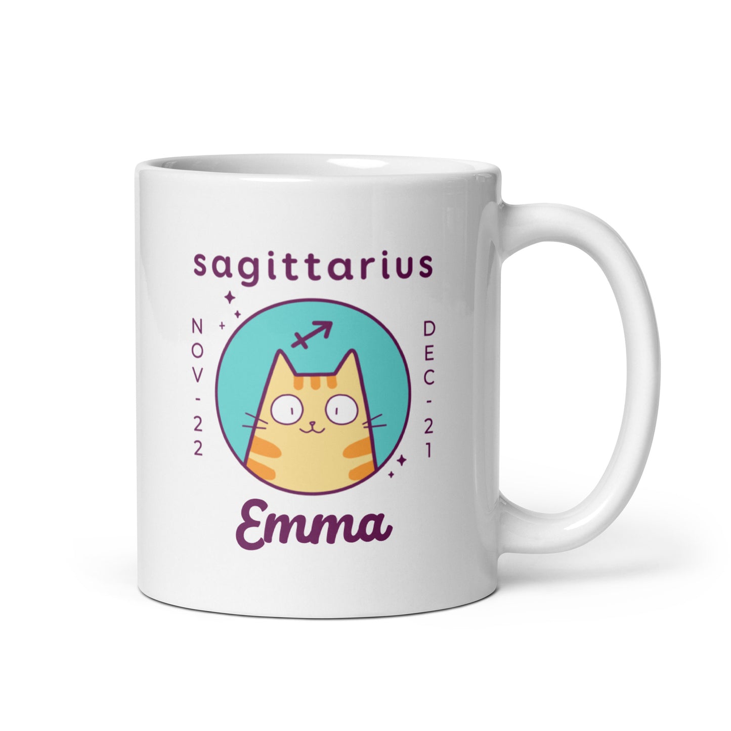 Personalised Sagittarius Cat Mug