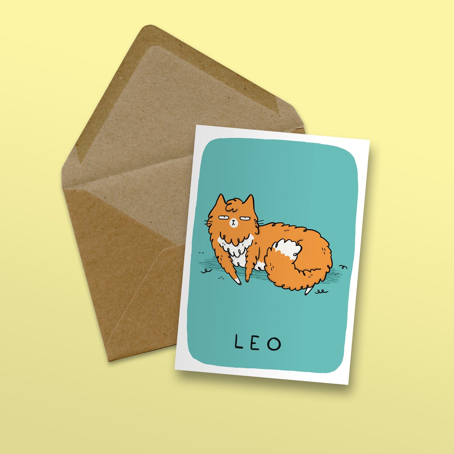 Leo Zodiac Cat Card