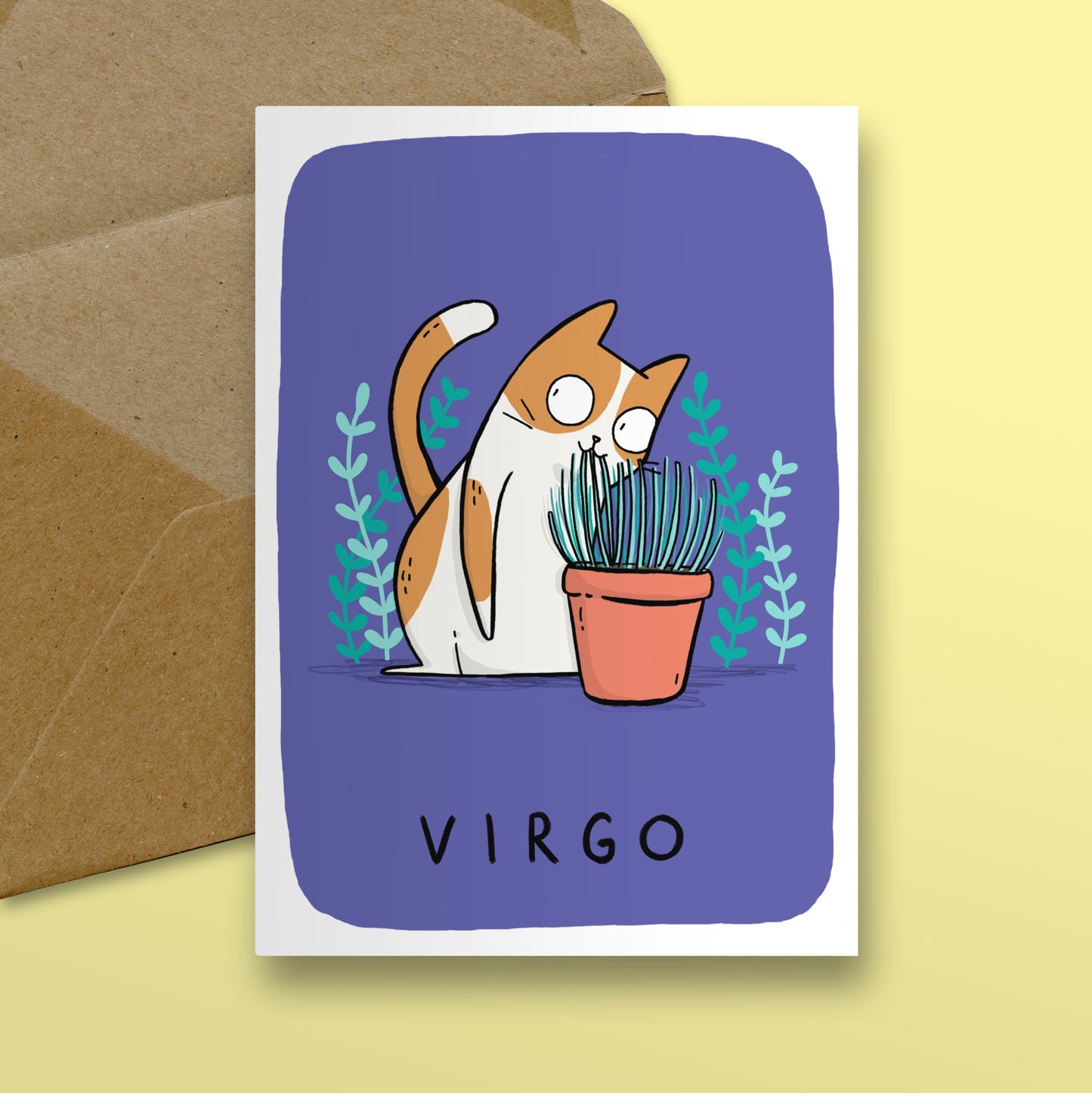 Virgo Zodiac Cat Card