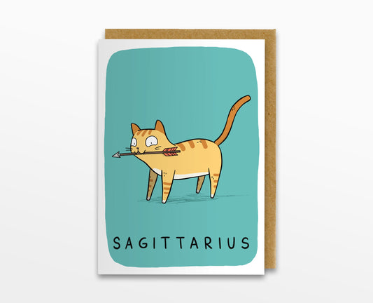 Sagittarius Zodiac Cat Card