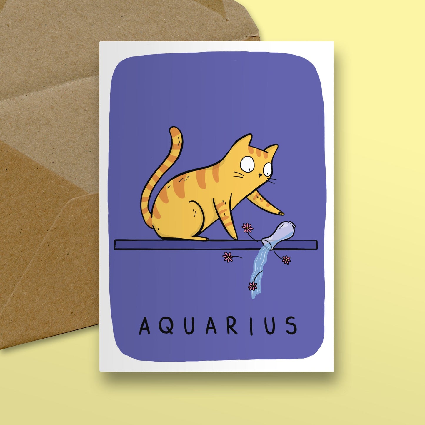 Aquarius Zodiac Cat Card