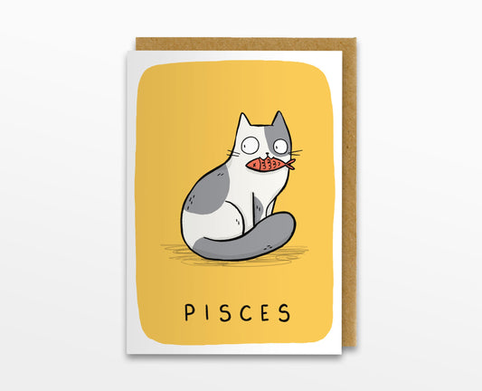 Pisces Zodiac Cat Card