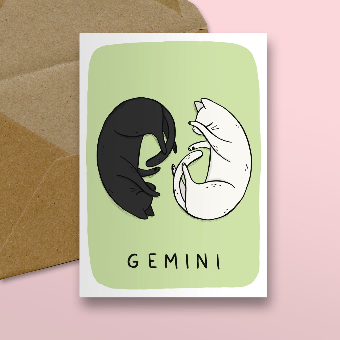 Gemini Zodiac Cat Card