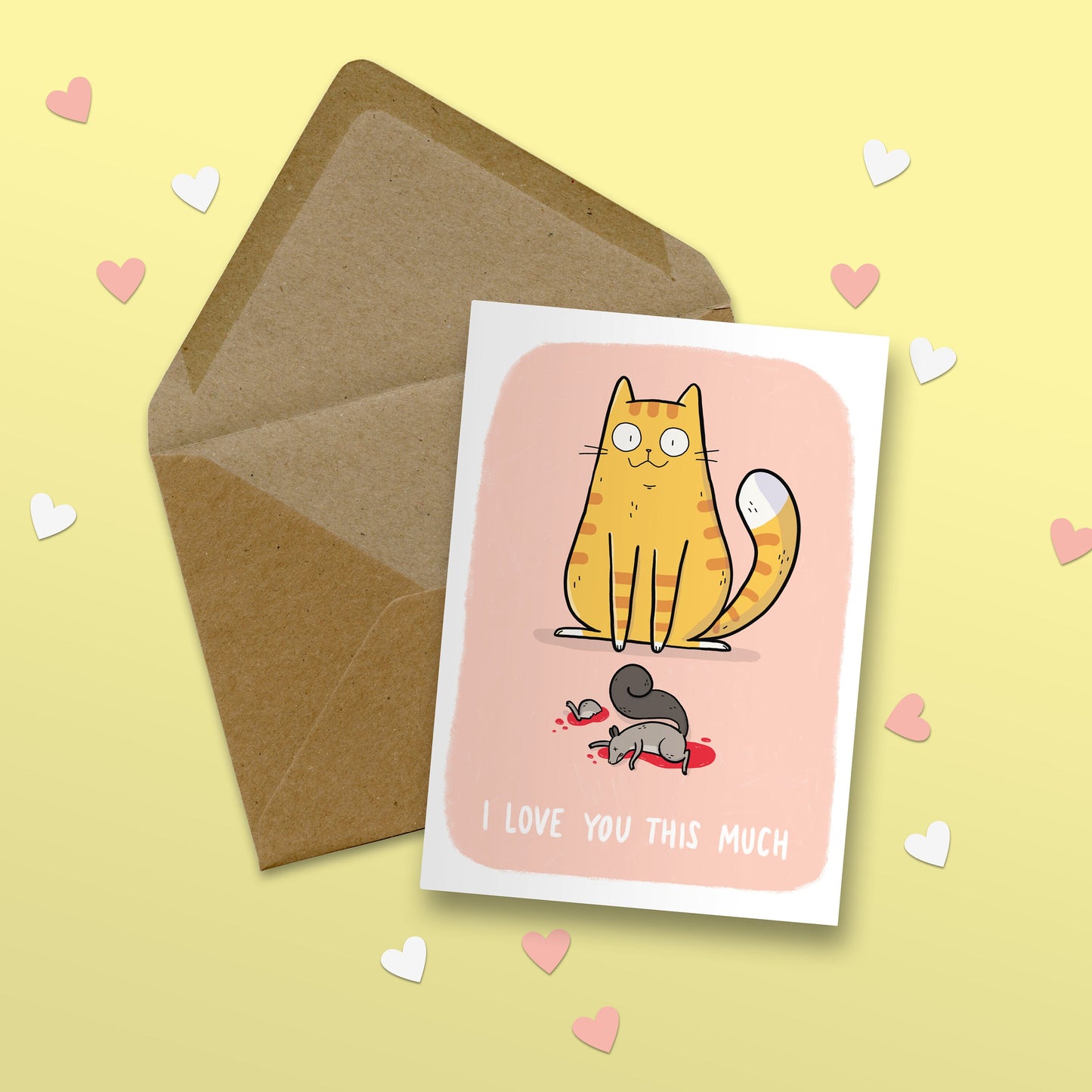 I Love You This Much Card, Cat And Dead Squirrel Greeting Card, Cat Greeting Card, Love Card, Valentine's Day